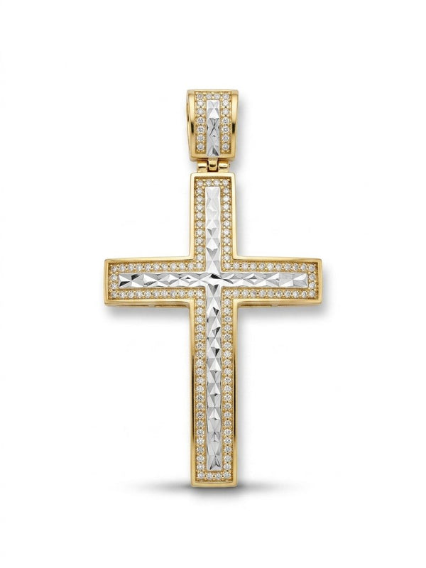 Cross Medallion 10K with Cubic Zirconia Inlay