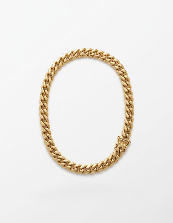 CUBAN BRACELET SEMI SOLID 14K 6.8MM 9"L