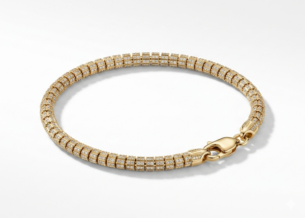 Fancy bracelet, 3.5mm, 8.5" long, solid 14k.