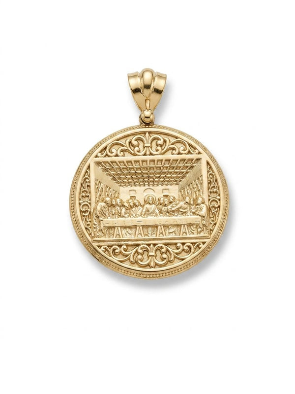 Round Last Supper Medallion Pendant 10K GOLD