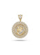 Jesus Head Circle Charm with Zirconia 10K GOLD