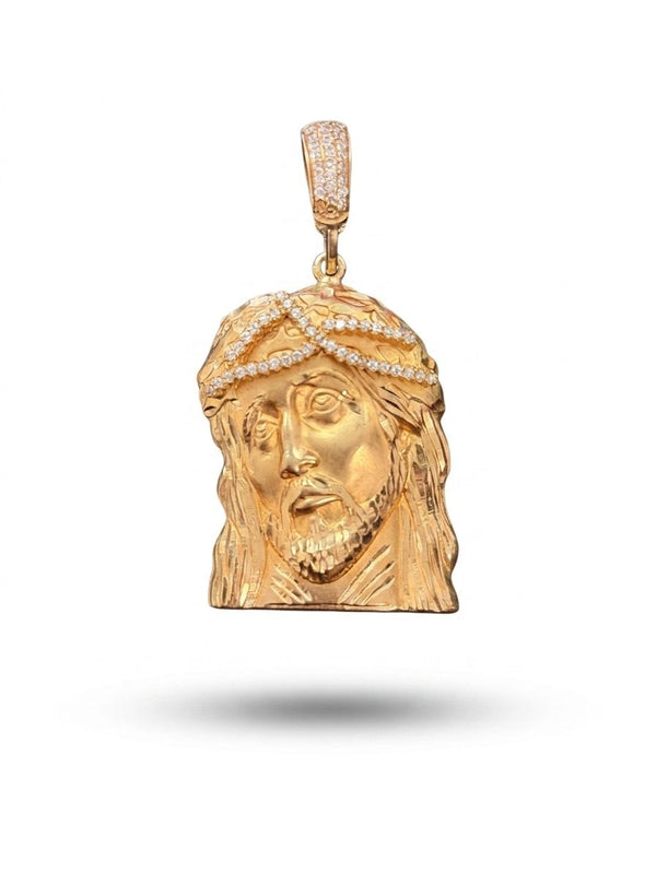 Jesus Face Pendant 14K with zirconia