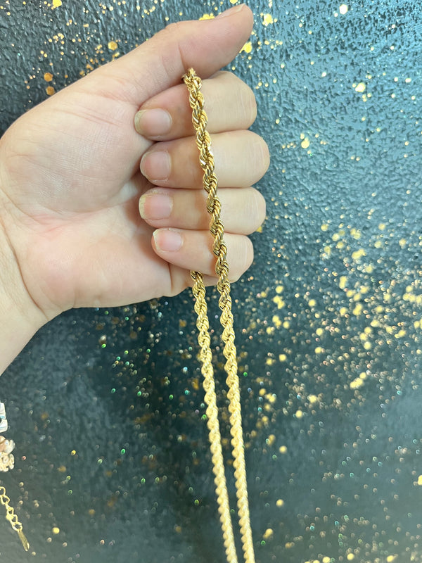 Rope Chain semi solid 5MM 24"L 14K