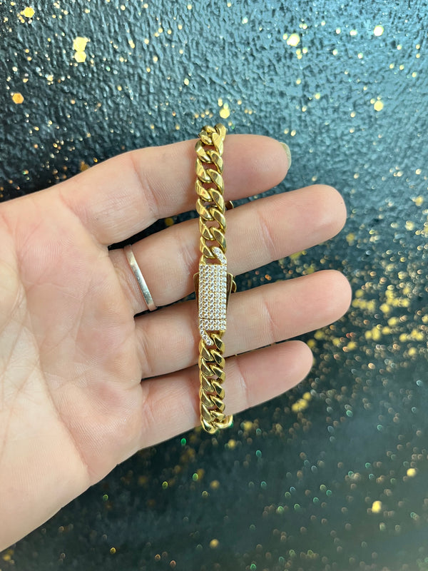 Monaco Bracelet 7.2MM 7"L 14K With zirconia