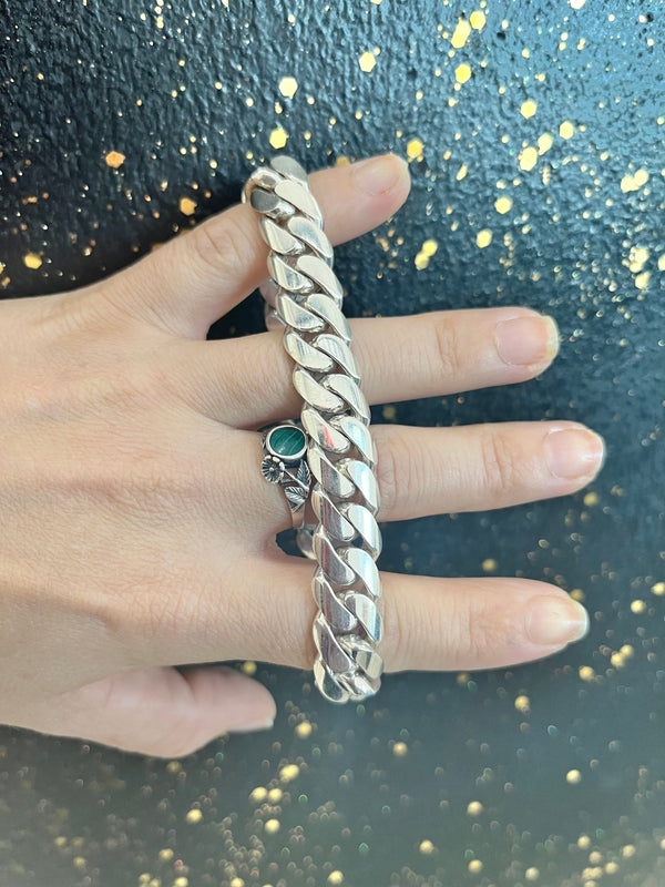 Silver solid Bracelet 12MM 8.5"L