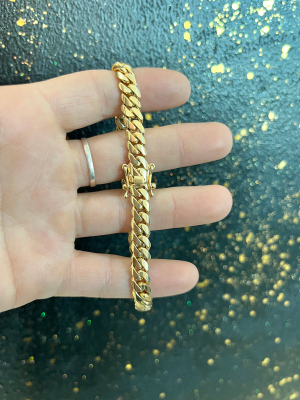 MIAMI CUBAN BRACELET 14K SOLID 7MM 8.5"L