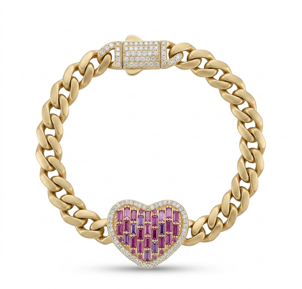 HEARTH WOMEN HOLLOW BRACELET 7MM 7"L 10K