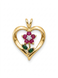 Heart Medallion for women 10K with Diamond and Ruby