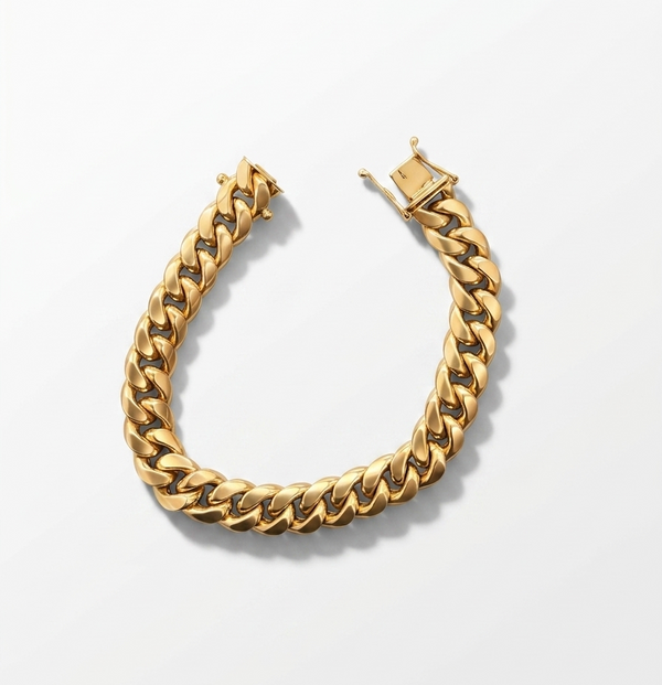 CUBAN SEMI SOLID BRACELET 10K 11MM 8"L