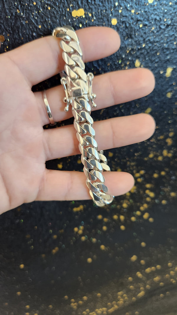 Silver Miami Cuban bracelet Solid 10MM 8"L